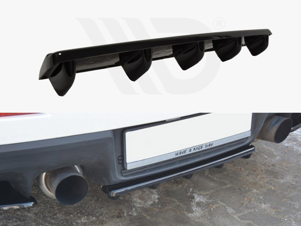 Central Rear Splitter Mitsubishi Lancer EVO X (W/vertical Bars) (2007-2015) - 1 