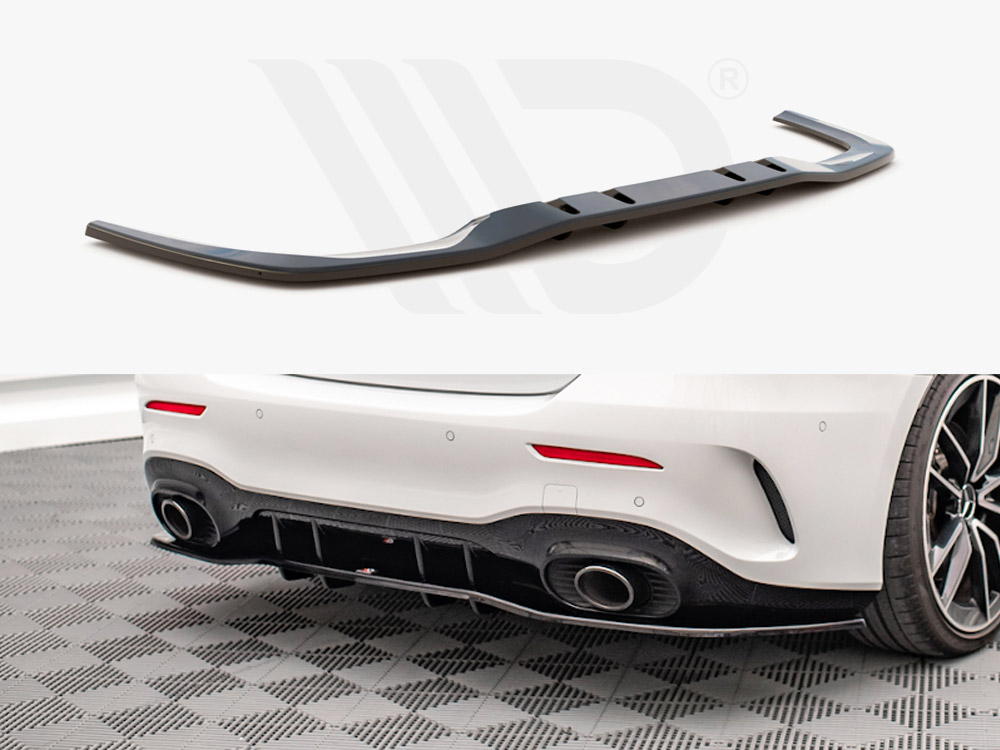 Central Rear Splitter V.1 (Vertical Bars) Mercedes A 35 AMG Sedan V177 - 1 