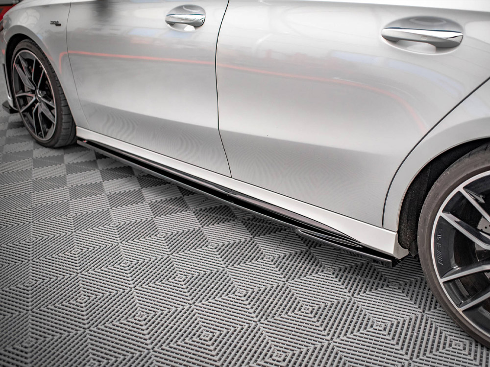 Side Skirts Diffusers V.2 Mercedes A35 AMG / AMG-Line W177 - Textured - 4 