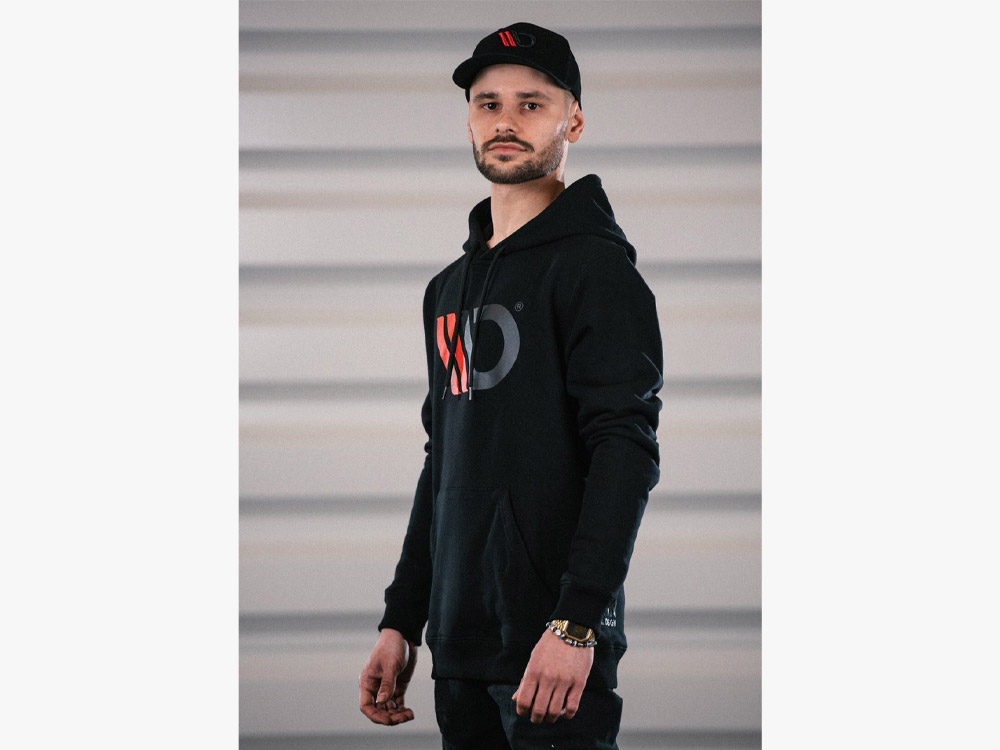 Long black hoodie top mens