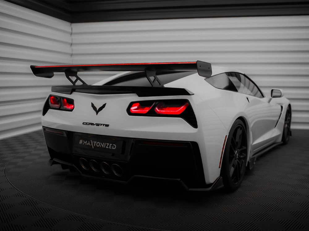 Carbon Spoiler With Internal Brackets Uprights + LED Chevrolet Corvette Stingray / Grand Sport C7 - 2 