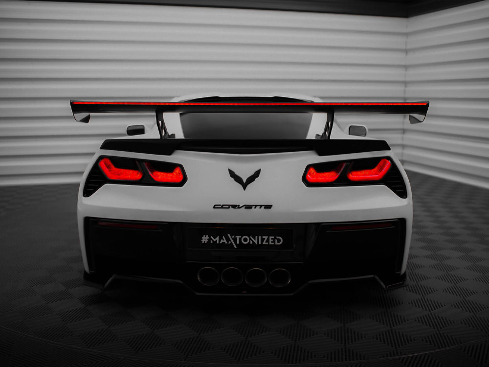 Carbon Spoiler With Internal Brackets Uprights + LED Chevrolet Corvette Stingray / Grand Sport C7 - 3 