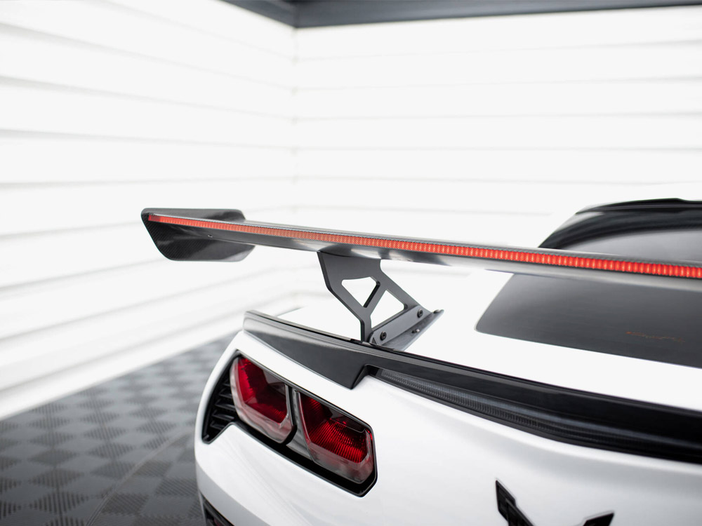 Carbon Spoiler With Internal Brackets Uprights + LED Chevrolet Corvette Stingray / Grand Sport C7 - 5 