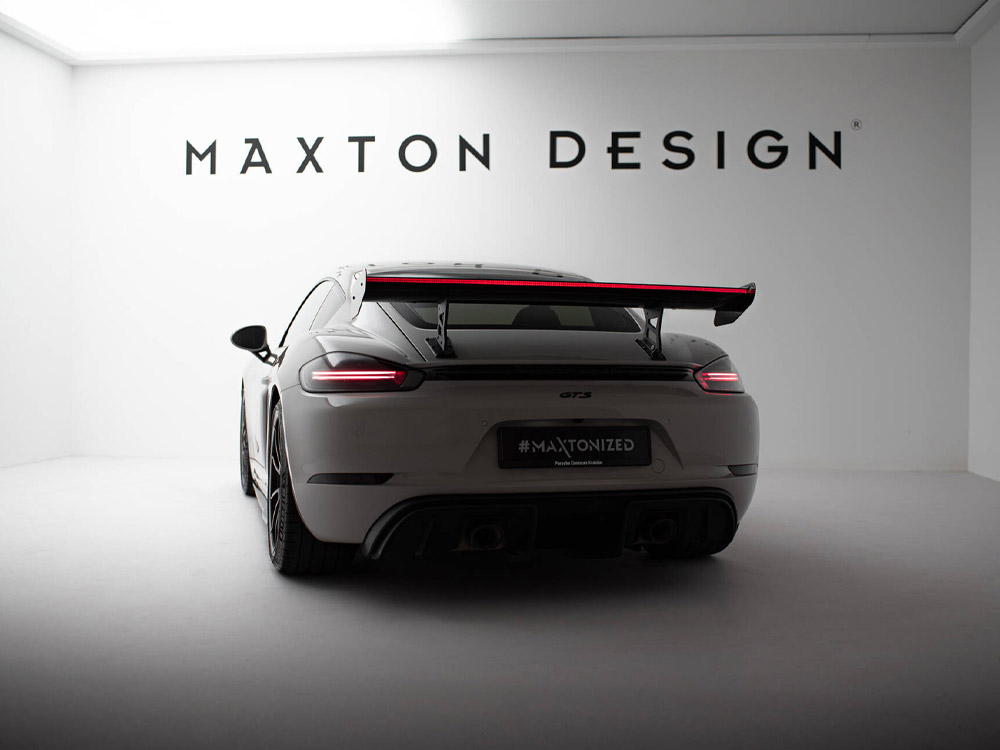 Carbon Spoiler With Internal Brackets Uprights V.1 + LED Porsche 718 Cayman GTS 982c - 2 