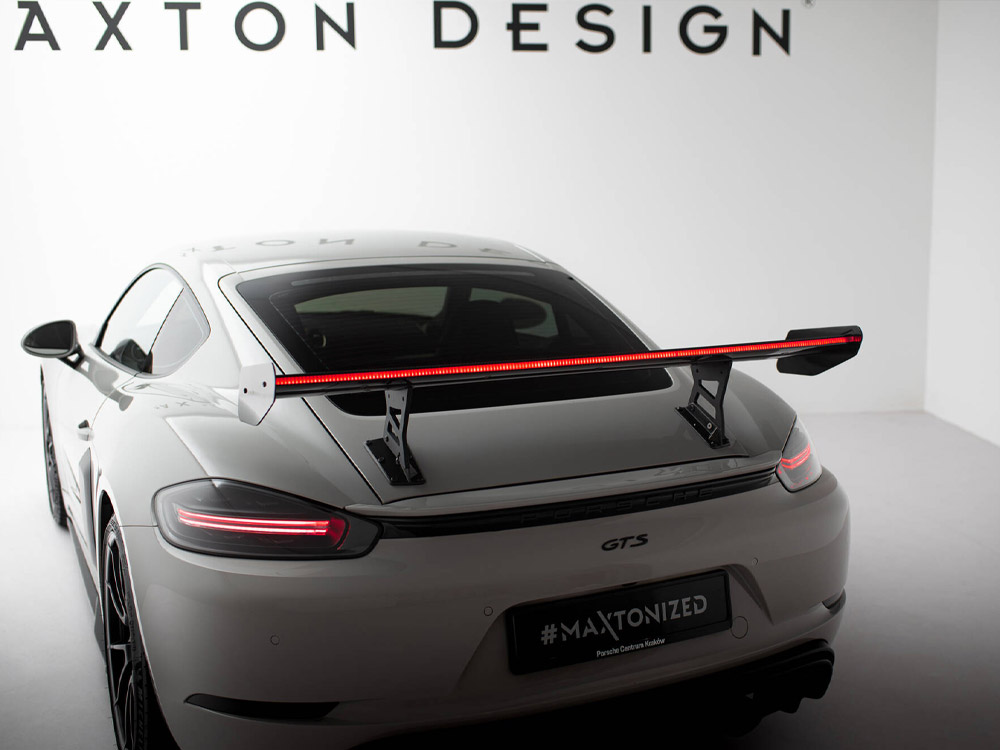 Carbon Spoiler With Internal Brackets Uprights V.1 + LED Porsche 718 Cayman GTS 982c - 5 