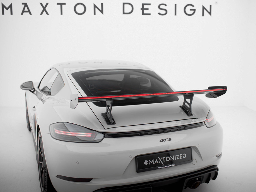 Carbon Spoiler With Internal Brackets Uprights V.1 + LED Porsche 718 Cayman GTS 982c - 8 