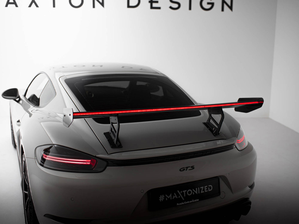 Carbon Spoiler With Internal Brackets Uprights V.2 + LED Porsche 718 Cayman GTS 982c - 4 