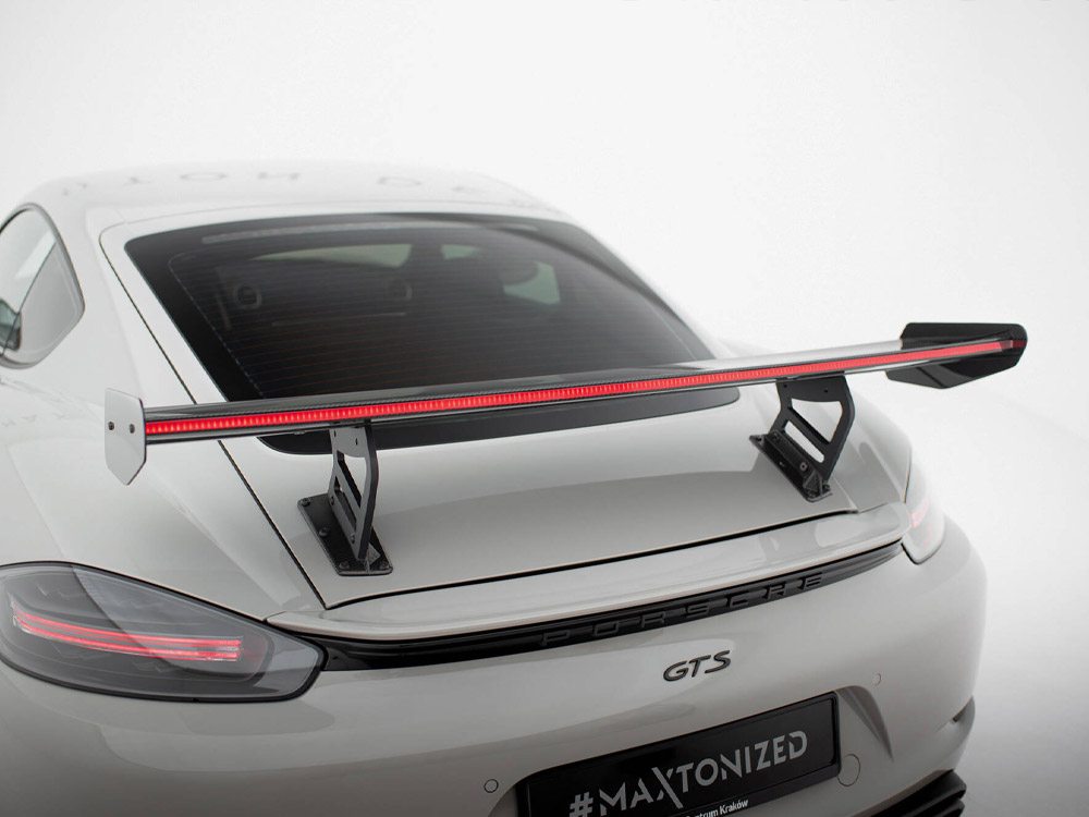 Carbon Spoiler With Internal Brackets Uprights V.2 + LED Porsche 718 Cayman GTS 982c - 9 