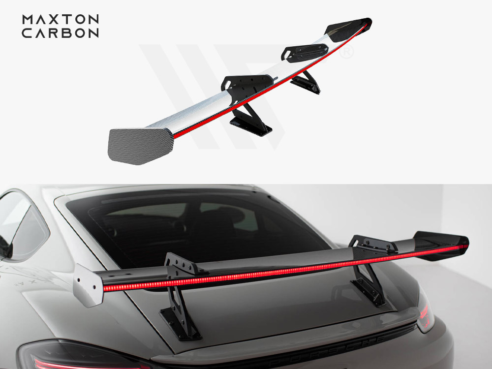 Carbon Spoiler With Upper Swan Mounting V.1 + LED Porsche 718 Cayman GTS 982c - 1 