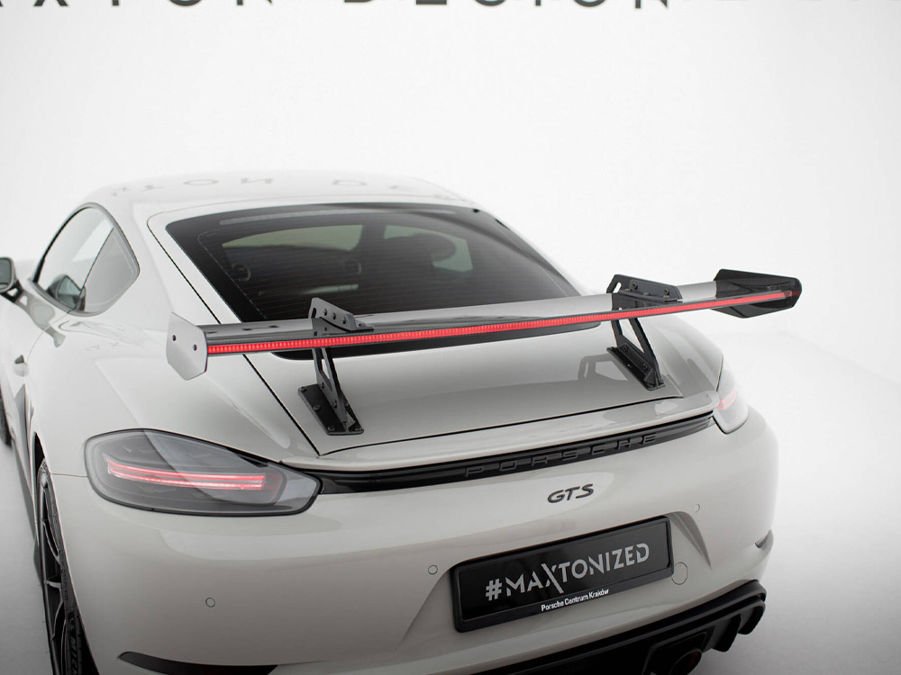 Carbon Spoiler With Upper Swan Mounting V.1 + LED Porsche 718 Cayman GTS 982c - 11 